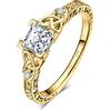 JewelryPalace Anello di fidanzamento celtico donna fede nuziale vintage principessa 1,2 ct zircone cubico in anelli in argento 925 matrimonio promessa impegno regalo, placca oro giallo gioielli donna,