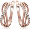 JewelryPalace Orecchini Infinito Argento 925 con Cubica Zirconia, Piercing a Lobo con Pietra a Taglio Rotondo, Huggie Piccoli a Cerchio Oro Rosa Set Gioielli Donna