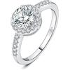 JewelryPalace 1ct Classico Anello Halo Donna Argento 925 con Cubica Zirconia, Diamante Simulato Anelli con Pietre Laterali, Semplice Fedine Fidanzamento Matrimonio in Argento Set Gioielli Donna 17