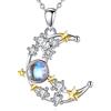EUDORA Harmony Ball Collana in Argento Sterling con Luna e Stella per Donna, Frizzante CZ Pietra di Luna Mezzaluna Pendente Gioielleria Regalo per La Moglie Della Mamma Delle, Argento da 18.