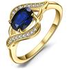 JewelryPalace Anello Solitario Donna Argento Con Zaffiro Blu Creato, Argento 925 Con Pietra Ovale, Fedina in Oro, Set Gioielli Anniversario 21