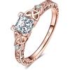 JewelryPalace Vintage Diamante Simulato Zirconi Anniversario Matrimonio Promessa Anello Donna, Anelli Donna Argento 925, Celtico Anello Fidanzamento, Anello Solitario in Oro Rosa, Gioielli Donna 9.5