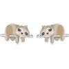 NewL Orecchini a bottone smaltati in argento Sterling 925 a forma di bradipo, per donne e ragazze, gioielli raffinati, regalo a forma di animale, Argento sterling, Zirconia cubica