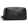 Contacts Crazy Horse Mucca in pelle con cerniera doppio kit da viaggio (nero)
