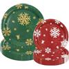 HFBOBP 50 piatti di carta natalizi a forma di fiocco di neve, piatti usa e getta per feste verdi da 22,7 cm e piatti da dessert rossi da 17,8 cm, set da tavola invernale (fiocco di neve)