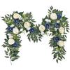 SOMYTING Ghirlanda di fiori di eucalipto artificiale con foglie di eucalipto finte con foglie di eucalipto finte, per matrimoni, sfondo per feste, centrotavola, decorazione per la stanza (blu e bianco