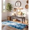 VOFUSHON Tappeto Camera da Letto 80x150 cm Batik Blu, Tappeto per Lato Letto e Cameretta, Morbido a Pelo Lungo, Lavabile a Mano e Antiscivolo