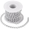 Craftdady, Rotolo di catena a maglia barbazzale in alluminio da 5 metri, con maglie non saldate, con bobina, in stile punk cubano, per collane, bracciali e gioielli fai da te, argento