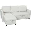 HOMCOM Divano Letto a 3 posti Angolare con Vano Portaoggetti a Scomparsa, in Effetto Lino, 192x148x86 cm, Bianco Crema | Aosom Italy