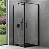 doporro Box Doccia Angolare 100x80 cm con Porta Battente, Vetro Temperato 8mm Anticalcare Trasparente, Profilo in Alluminio Nero Opaco - Ravenna36K