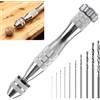 Xatgiouy Mini Trapano a Mano, Trapano Manuale Set di Precisione con 10 Punte Elicoidali 0,8-3,0mm, in Lega di Zinco e Acciaio, Utensile per Modellismo, Gioielli, Legno, Resina, Bricolage e Fai da Te - Argento