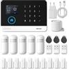 PGST Allarme Casa Senza Fili, 24 Pezzi WIFI/GSM SMS Sistema Antifurto con Sirena Allarme 120dB,Telecomando Intelligente,Display LCD, Invite vocale, Sicurezza per la casa,ufficio,Compatibile con Alexa