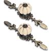 HERCHR Manopole per armadietto 2 pezzi Manopole in ceramica a forma di zucca Cassetti per armadio da cucina Comò Maniglie per armadietto Maniglie per porte con viti(Beige)