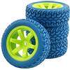 KEEDA Pneumatici in gomma da 75 mm e ruote per 1/10 RC On Road Car 1/16 RC Rally Car HSP 94123 HPI Kyosho Tamiya (blu e verde)
