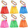 KUUQA 6 Set 12 Pezzi Gonna di Hula Hawaiana con Collana di Ghirlande di Fiori Gonne Luau Collana Costume in Maschera per Forniture per Feste di Compleanno Luau (Colore Casuale)