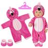 Aolso Vestiti per Bambole per New Born Baby Doll, Abiti per Bambolotti 35-45CM 18, Pagliaccetti Stampa con Cappello, con 1 Paio di Calzini e 1 Gruccia, Fenicottero Rosa (Bambola Non Inclusa)