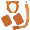 SKHAOVS Set Costume Leone Animale: Fascia Orecchie, Coda, Guanti di Pelliccia per Bambini e Adulti - Cosplay e Festa di Compleanno