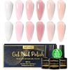 INPING Builder Base Gel Costruzioni per Unghie, TPO-FREE HEMA-FREE, 6 colori trasparente bianco rosa nude per Quick Extension Builder Gel UV smalto Semipermante per unghie in una bottiglia, 8 ML