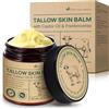 VCTSOF Beef Tallow Crema Bio - 100% grassfed manzo sebo per la cura della pelle, con olio di ricino e olio di incenso, viso e corpo, idratante per tutte le pelle