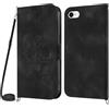 Netany Cover per iPhone SE 2020/iPhone SE 2022/iPhone 8/iPhone 7 con Cordino, Flip Portafoglio Custodia in Pelle, [2 Porta Carte][Chiusura Magnetica],Custodia Libro Antiurto Cover con Laccio (Nero)