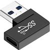 CY Adattatore dati da USB-C tipo C femmina a USB 3.0 A maschio, piatto orizzontale ad angolo di 90 gradi a sinistra, per laptop e desktop