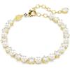 SWAROVSKI BRACCIALE TENNIS MATRIX CRYSRAL PEARL PLACCATO COLOR ORO