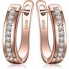 JewelryPalace Orecchini a Cerchio in Argento 925 con Zirconia Cubica - Piercing Donna a Lobo con Pietra Rotonda - Huggie Piccoli Oro Rosa - Set Gioielli