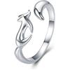 NewL Anello regolabile in argento Sterling 925 con volpe animale per le donne Open Size Fox Tail Ring Sterling Silver Jewelry