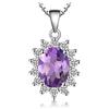 JewelryPalace 1.8ct Collana Donna Kate Middleton Argento 925 con Naturale Ametista Viola, Princess Diana William Collana Ciondolo Pietra Ovale con Catena 45cm, Collane Pendenti Set Gioielli Donna