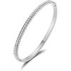 Philip Jones Bracciale rigido in acciaio inossidabile creato con cristalli di zirconio (17,8 cm), 6.3cm, Acciaio inossidabile, Cristallo Zircondia®
