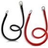 KUBOWAI Confezione di 2 Cavi Batteria con Capocorda ad Anello in Rame, Cavo in Rame per Batteria da 12V per Alimentazione e Trazione, 5AWG/16mm² 50cm Rosso e Nero (M10)