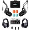 Movo Set di attrezzature per podcast portatili per telefoni iPhone/Android, kit podcast con interfaccia audio, 2 microfoni dinamici CastMic, 2 cuffie, 2 bracci a braccio, per smartphone, computer, PC