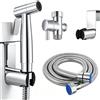 JRJRN Doccetta Bidet Acciaio Inossidabile con 1.5M Tubo Flessibile e Staffa a Muro, Bidets Doccia a Mano in Acciaio Inox, Stoffa Portatile Spruzzatore Kit, Bidet Tenuto in Mano Kit per L'Igiene Personale