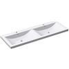 doporro Lavabo da Incasso 144 cm Doppia Vasca in Marmoresina Bianco Lucido, Lavabo Bagno Integrale Soprapiano con 2 Fori Rubinetto e Troppopieno Colossum03