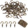 Jinsion 240 Pezzi di Ganci a Vite in Acciaio al Carbonio per Legno | Ganci Avvitabili da 1/2 Pollice, Viti a Occhiello e Gancio, Occhielli a Vite per Legno in Bronzo Vintage