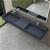 doporro Lavabo doppio Sospeso Lavabo da Appoggio Rettangolare in Marmo Resina Antracite Opaco, Vasca Doppia 160x48x13 cm con 2 Fori Rubinetto e Piletta Scarico, Colossum12