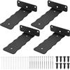 QJKEJI Staffe per Mensole Pesanti, 4 Pezzi 150mm Reggi Mensola da Muro, Staffa per Mensola, Staffe a L in Metallo, Supporti per Scaffali, Mensole Montate a Parete, Impalcature a Parete, Nere