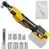 Roadtime Chiave a cricchetto a batteria da 3/8, compatibile con batteria Dewalt da 20 V (senza batteria), 80 Nm, cricchetto elettrico brushless con adattatore da 1/4, asta di prolunga e 7 bussole