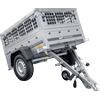 UNITRAILER Rimorchio per auto 150x106 UNITRAILER GARDEN 150 KIPP con lati in rete e copertura grigia