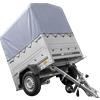 UNITRAILER Rimorchio monoasse 150x106 UNITRAILER GARDEN 150 KIPP con sponde BIS, telaio H-800 e copertura grigia