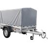 UNITRAILER Rimorchio per auto 200x106 UNITRAILER GARDEN 200 KIPP con telaio H-800 e telone grigio