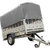 UNITRAILER Rimorchio per auto 230x125 UNITRAILER GARDEN 230 KIPP con sponde in rete, telaio H-800 e copertura grigia