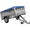 UNITRAILER Rimorchio leggero 230x125 UNITRAILER GARDEN 230 KIPP con lati in rete, telaio H-0 e copertura blu
