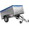 UNITRAILER Rimorchio per auto 200x125 UNITRAILER GARDEN 201 KIPP con sponde BIS e telone blu