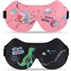 SacJkt Maschera per Dormire per Bambini, 2 Pezzi Maschera per Dormire 3D per Bambini con Cinturino Regolabile per Pisolino, Viaggio, Campeggio（verde blu+ porpora）