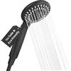 H&S Soffione Doccia Nero - Doccino per Doccia Alta Pressione Universale - Soffione Multigetto 5 Modalità - Doccetta Cromata Resistente ed Elegante - Installazione Facile