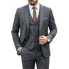 Hihawk, Completo da Uomo in 3 Pezzi con Tessuto Elasticizzato, Tinta Unita, Slim Fit, con Un Bottone, Giacca, Gilet e Pantaloni con Cravatta, Blu Scuro, S