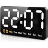 Aceshop Orologio da Parete Digitale, 9.1 Orologio digitale a LED Orologio digitale a LED con 3 Regolare Luminosità Snooze 12/24 H Temperatura Data Sveglia LED Orologio da Parete per Casa Ufficio