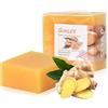 Mikihat 2 Pz Saponetta Zenzero, Saponetta Naturale Bio, Sapone Fatto a Mano 100g, Saponetta Solido per Pelle, Capelli, Corpo, Viso, Sapone Zenzero per Bagno, Doccia, Lavaggio