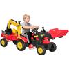 HOMCOM Escavatore Giocattolo Cavalcabile a Pedali per Bambini con Pale e Volante, Posteriore staccabile,179x42x59cm Multicolore|Aosom